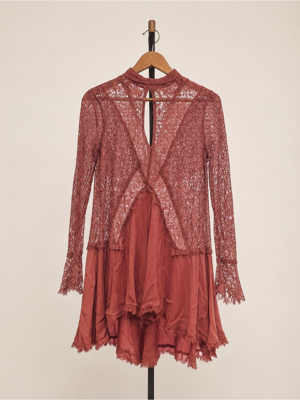 Dusty Rose Lace Overlay Dress  - Free People